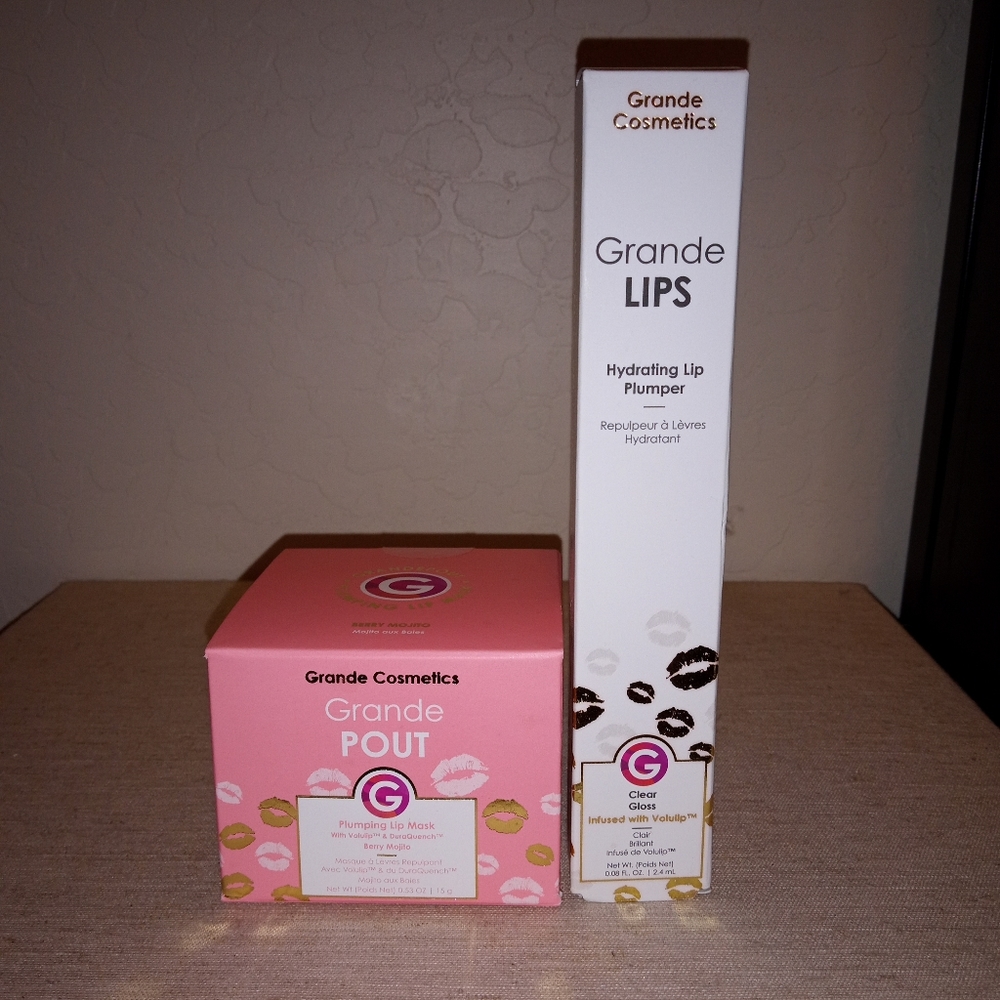Grande Cosmetics Hydrating Lip Plumper and Grande Pout Plumping Lip Mask set